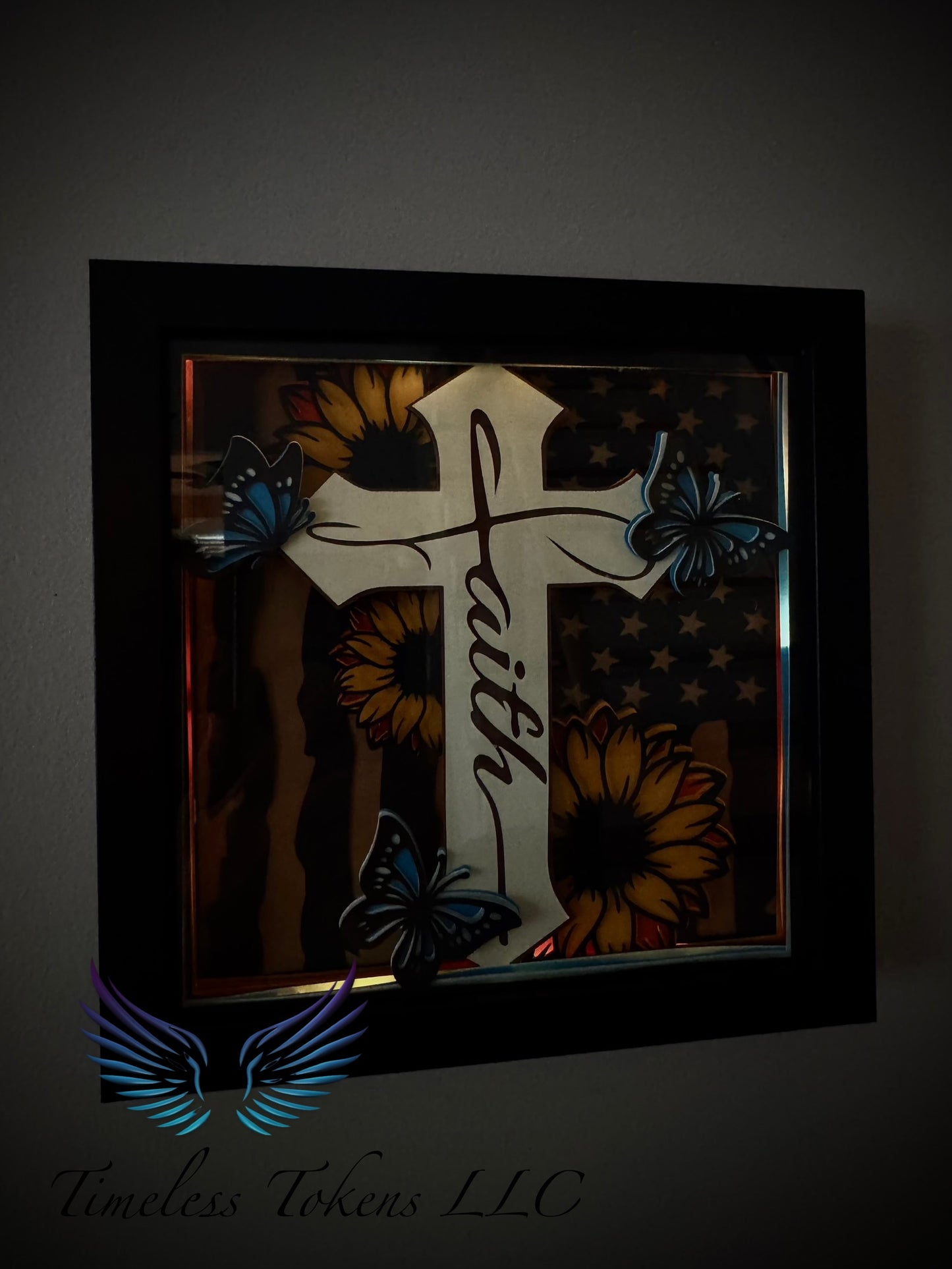 Faith & Sunflowers Shadow box (lighted)