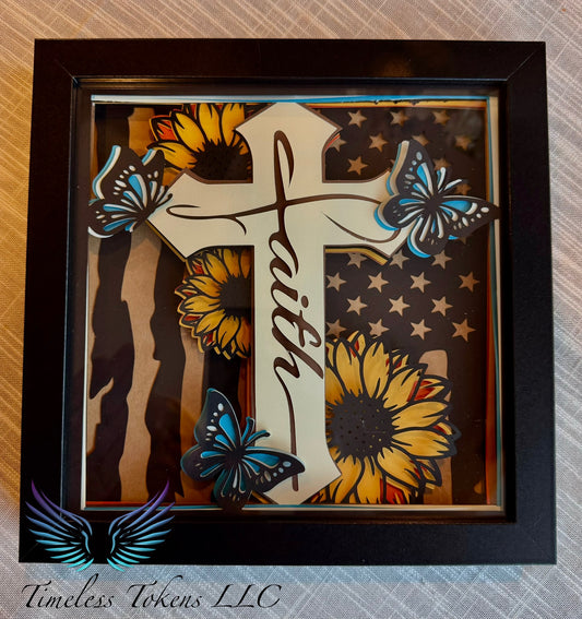 Faith & Sunflowers Shadow box (lighted)